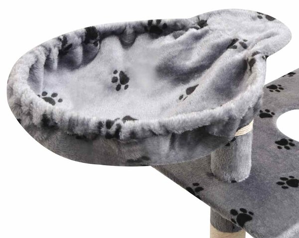 Škrabadlo pro kočky, sisalové sloupky 150 cm šedá potisk tlapek 170486