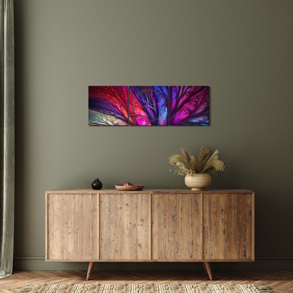 Abstraktní obraz stromu (s hodinami) (90x30 cm)