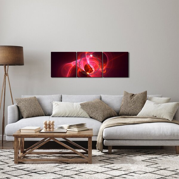 Moderní obraz růžové abstrakce (s hodinami) (90x30 cm)