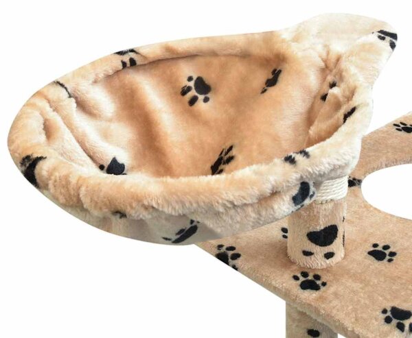 Škrabadlo pro kočky sisalové sloupky 125cm béžová potisk tlapek 170488