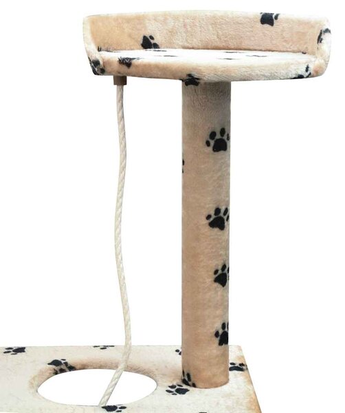 Škrabadlo pro kočky sisalové sloupky 125cm béžová potisk tlapek 170488