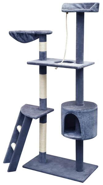 Škrabadlo pro kočky se sisalovými sloupky, 150 cm, tmavě modrá 170489