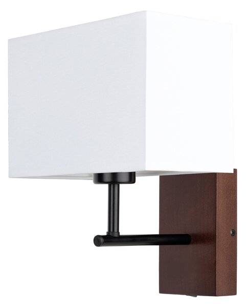 BRITOP Nástěnné svítidlo BOHO SONAR, 1xE27, š. 22 cm Barva stínidla: Bílá látka, Barva podstavy: Dubové dřevo
