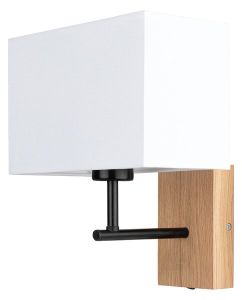 BRITOP Nástěnné svítidlo BOHO SONAR, 1xE27, š. 22 cm Barva stínidla: Bílá látka, Barva podstavy: Dubové dřevo