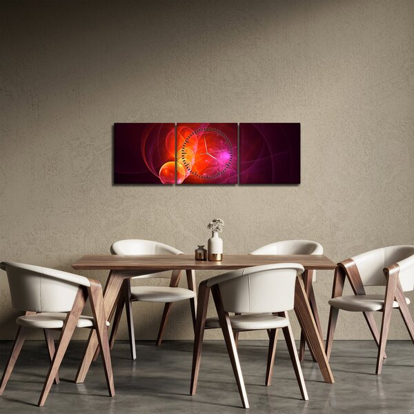 Moderní obraz růžové abstrakce (s hodinami) (90x30 cm)