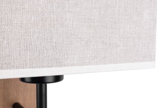 BRITOP Nástěnné svítidlo BOHO SONAR, 1xE27, š. 22 cm Barva stínidla: Bílá látka, Barva podstavy: Dubové dřevo