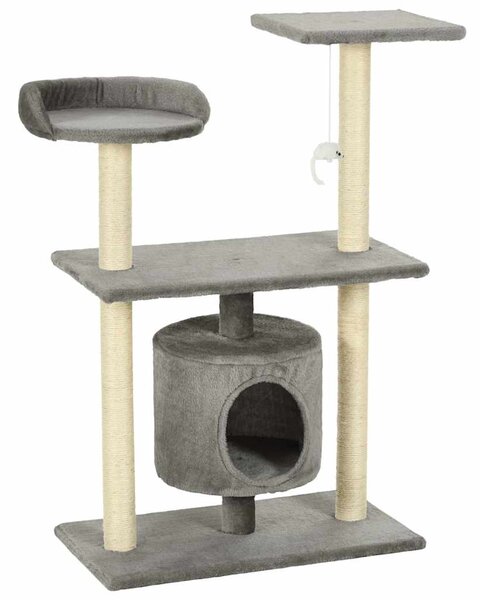 Škrabadlo pro kočky se sisalovými sloupky 95 cm šedé 170512