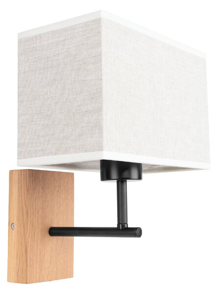 BRITOP Nástěnné svítidlo BOHO SONAR, 1xE27, š. 22 cm Barva stínidla: Bílá látka, Barva podstavy: Dubové dřevo