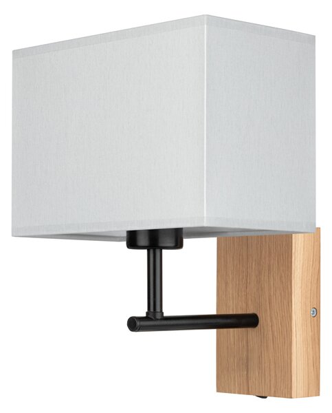 BRITOP Nástěnné svítidlo BOHO SONAR, 1xE27, š. 22 cm Barva stínidla: Bílá látka, Barva podstavy: Dubové dřevo