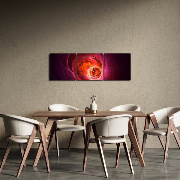 Moderní obraz růžové abstrakce (s hodinami) (90x30 cm)
