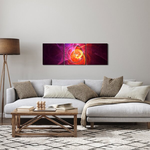 Moderní abstraktní obraz (s hodinami) (90x30 cm)