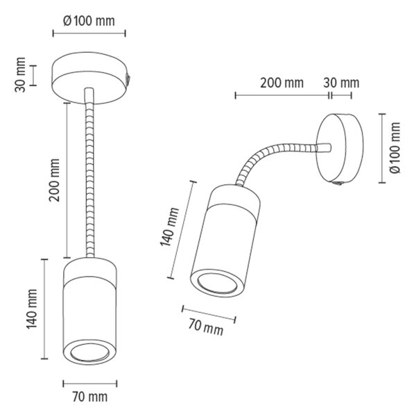 BRITOP Nástěnné svítidlo ANNICK, v. 14 cm, 1xGU10