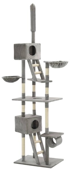 Škrabadlo pro kočky se sisalovými sloupky 230–260 cm šedé 170522