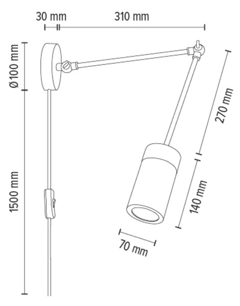 BRITOP Nástěnné svítidlo ANNICK, v. 14 cm, 1xGU10