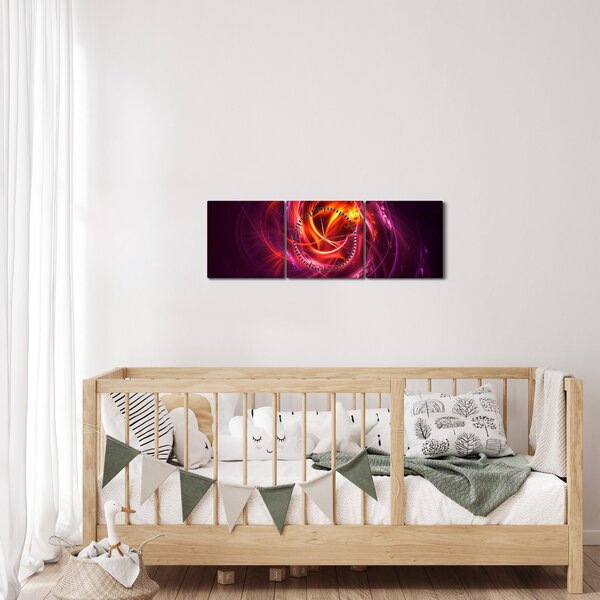 Obraz svítící moderní abstrakce (s hodinami) (90x30 cm)