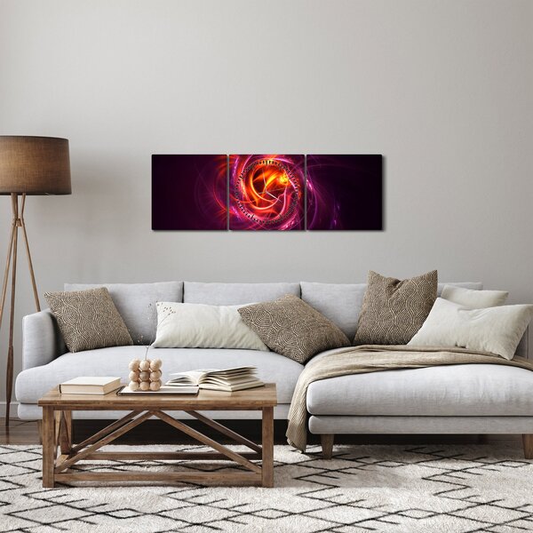 Obraz svítící moderní abstrakce (s hodinami) (90x30 cm)