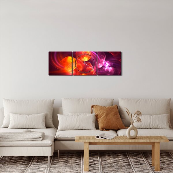 Obraz moderní abstrakce (s hodinami) (90x30 cm)