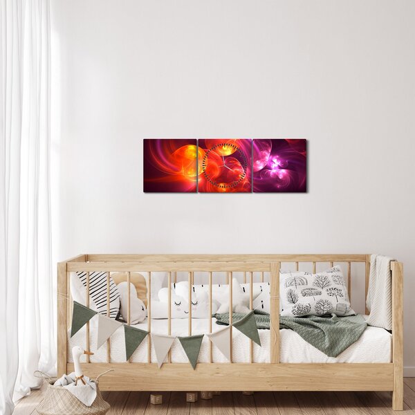 Obraz moderní abstrakce (s hodinami) (90x30 cm)