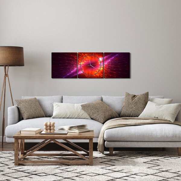 Obraz moderní trnité abstrakce (s hodinami) (90x30 cm)