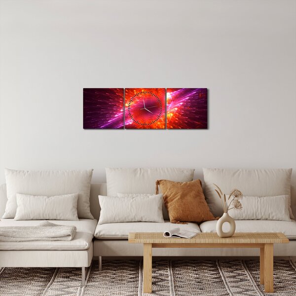 Obraz moderní trnité abstrakce (s hodinami) (90x30 cm)