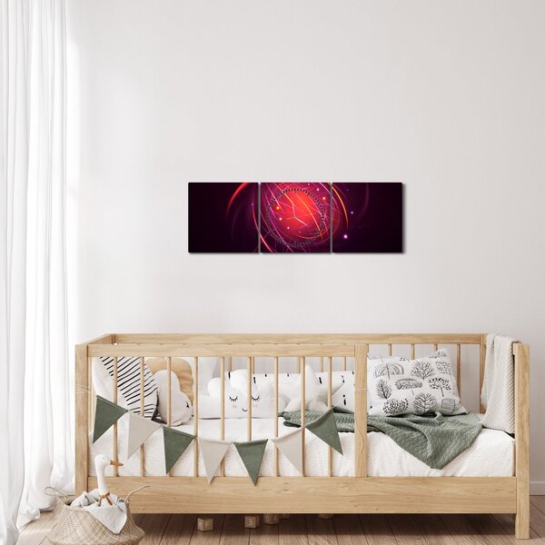 Moderní obraz abstrakce (s hodinami) (90x30 cm)