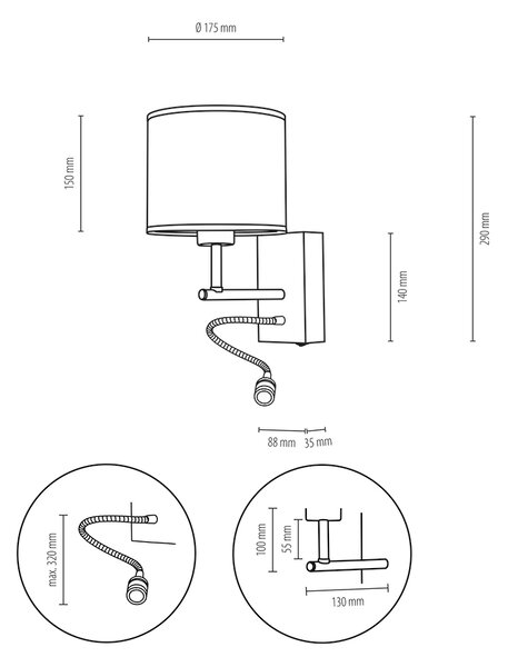 BRITOP Nástěnné svítidlo BOHO SONAR, 1W + 1xE27, Ø 17,5 cm, CRI80