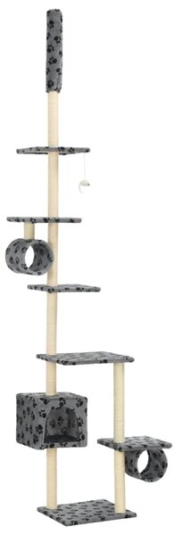 Škrabadlo pro kočky sisalové sloupky 260 cm šedé s potiskem 170533