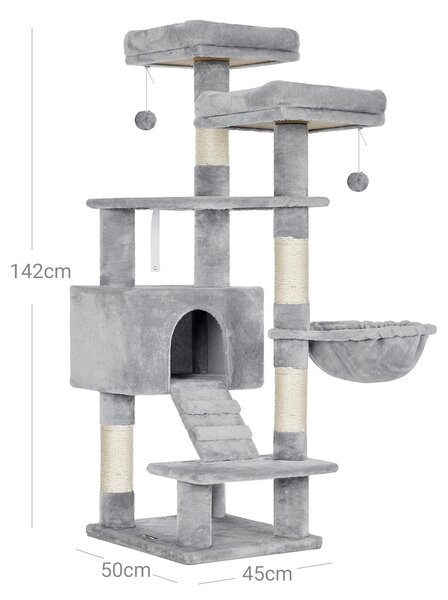 SONGMICS Kočičí škrabadlo Luminea 142 cm šedé