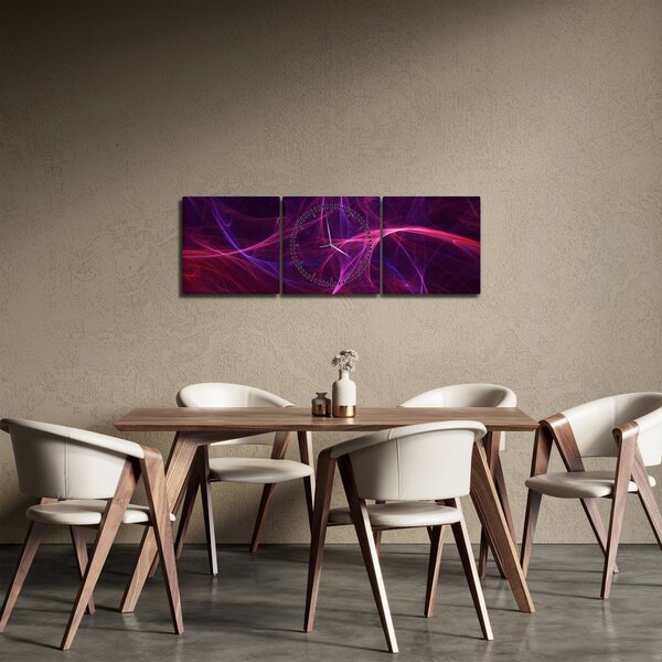 Abstraktní obraz křivek (s hodinami) (90x30 cm)