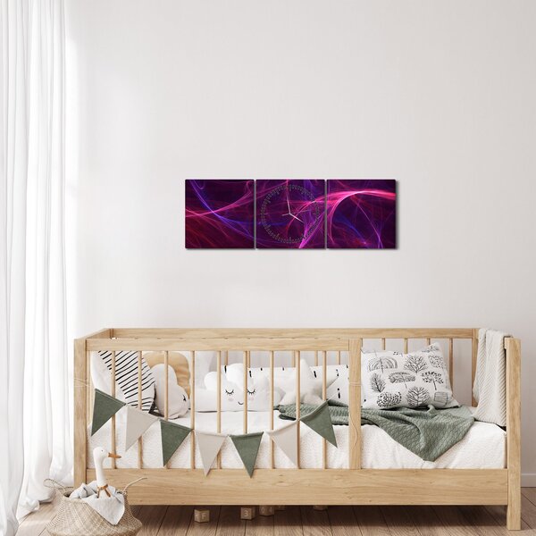Abstraktní obraz křivek (s hodinami) (90x30 cm)