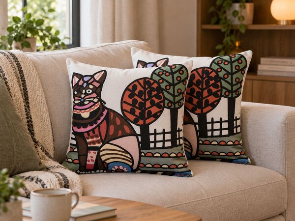 Sada 2 dekorativních polštářů MEHSANA 50 x 50 cm Bavlna Vícebarevná Zvířecí vzor