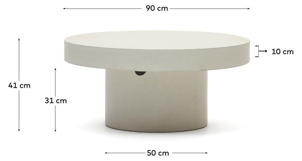 Betonový kulatý zahradní odkládací stolek ø 90 cm Aiguablava – Kave Home
