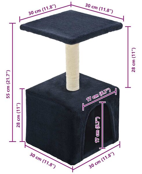 Škrabadlo pro kočky se sisalovými sloupky 55 cm tmavě modré 170541