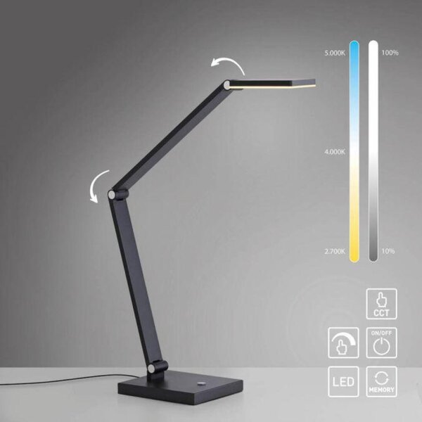 PAUL NEUHAUS LED stolní lampa SAMSKY, šedá, stmívatelné, nastavitelná výška, paměťová funkce 2700-5000K