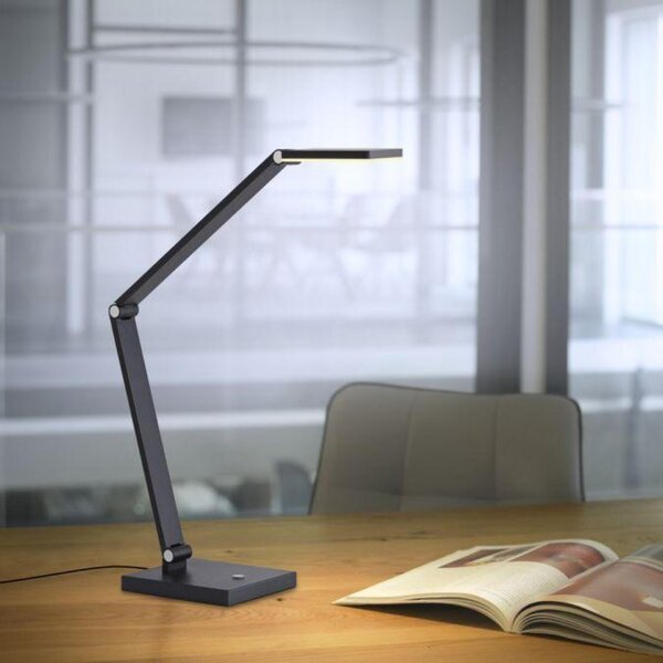 PAUL NEUHAUS LED stolní lampa SAMSKY, šedá, stmívatelné, nastavitelná výška, paměťová funkce 2700-5000K