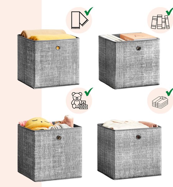 Úložné boxy GARY 6ks, 30x30x30cm, šedá SongmicsHome