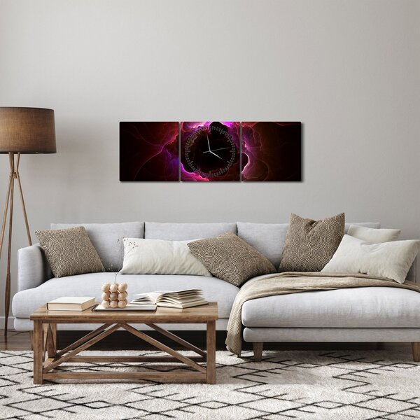 Obraz - abstrakce mraku (s hodinami) (90x30 cm)