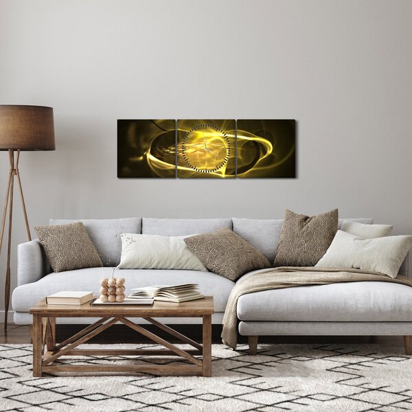Moderní abstraktní obraz (s hodinami) (90x30 cm)