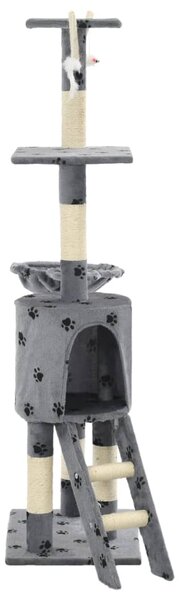 Škrabadlo pro kočky sisalové sloupky 138 cm šedé s tlapkami 170579