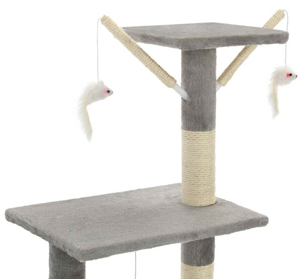 Škrabadlo pro kočky se sisalovými sloupky 138 cm šedé 170578