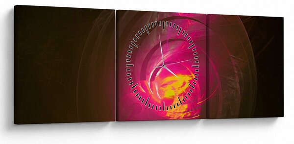 Obraz - abstrakce spirály (s hodinami) (90x30 cm)
