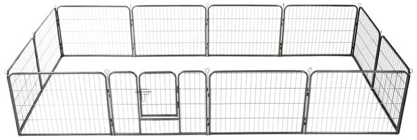 Ohrádka pro psy 12 panelů ocelová 80 x 60 cm černá 170573