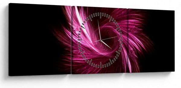 Obraz - růžová abstrakce (s hodinami) (90x30 cm)