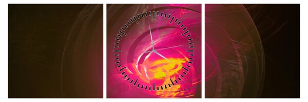 Obraz - abstrakce spirály (s hodinami) (90x30 cm)