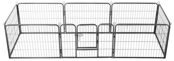Ohrádka pro psy 8 panelů ocelová 60 x 80 cm černá 170572