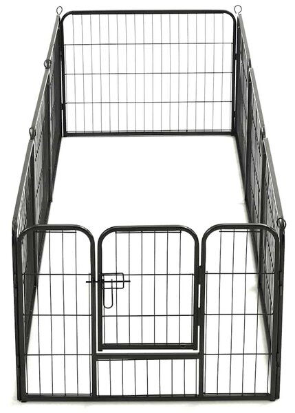 Ohrádka pro psy 8 panelů ocelová 60 x 80 cm černá 170572