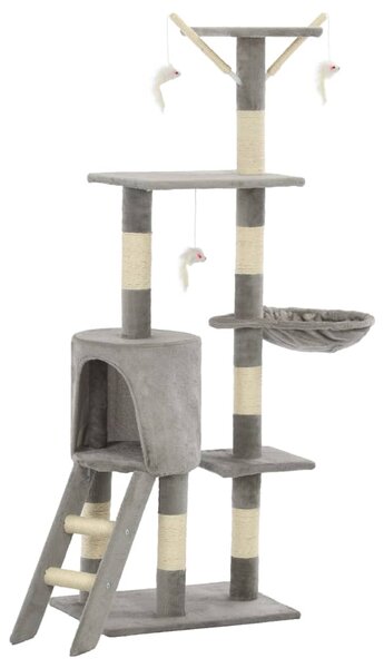 Škrabadlo pro kočky se sisalovými sloupky 138 cm šedé 170578