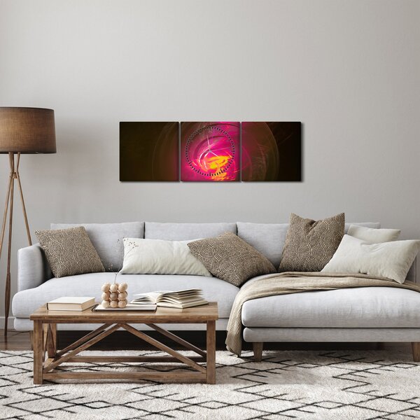 Obraz - abstrakce spirály (s hodinami) (90x30 cm)