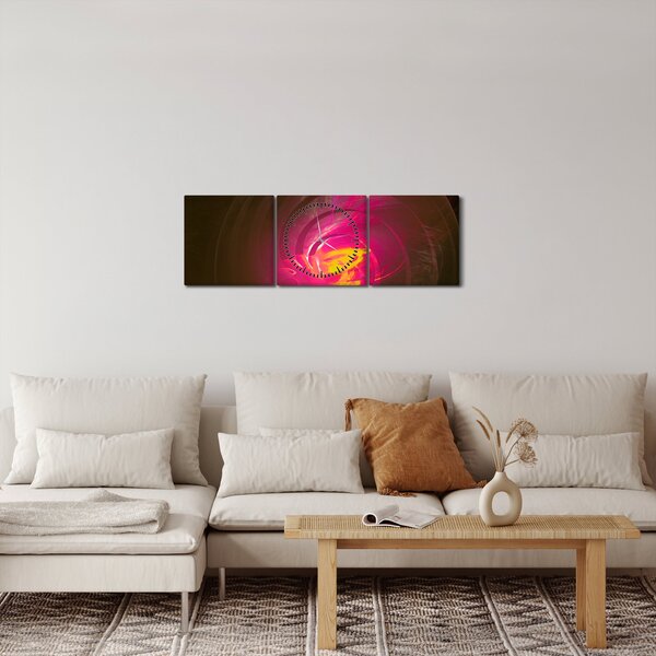 Obraz - abstrakce spirály (s hodinami) (90x30 cm)