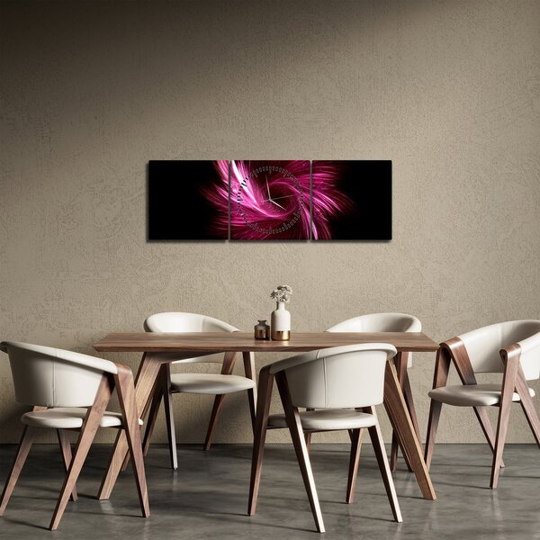 Obraz - růžová abstrakce (s hodinami) (90x30 cm)